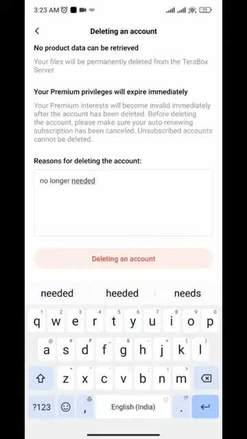 Delete TeraBox Account step 5